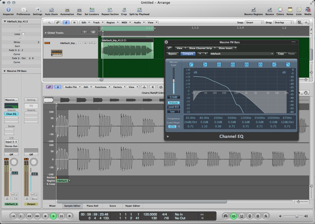 As you can see, our sound is very short and peaks at -0.04dB and only has a short tail. This particular note is ready to be bounced to a wav file.